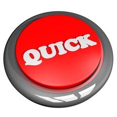 Quick button, isolated over white, 3d render, square image