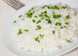 Cooked rice on plate
