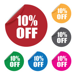 ten percent off stickers