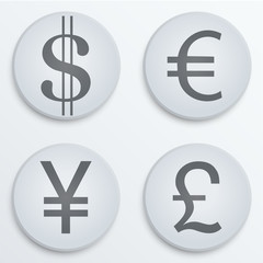 Business flat icons major currencies symbol