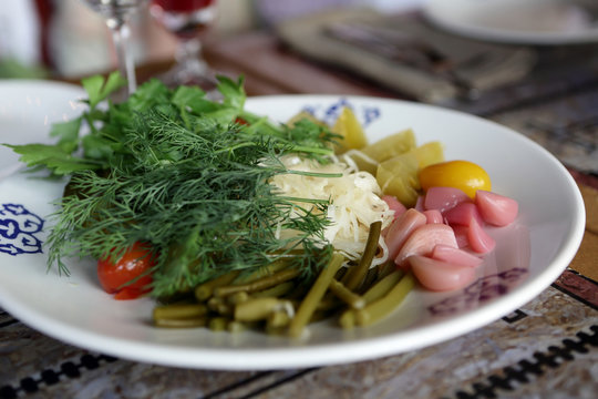 Pickled vegetables on a plate