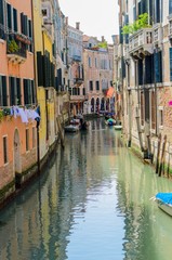 Fototapeta na wymiar Channel in Castello Neighborhood, Venice, Italy