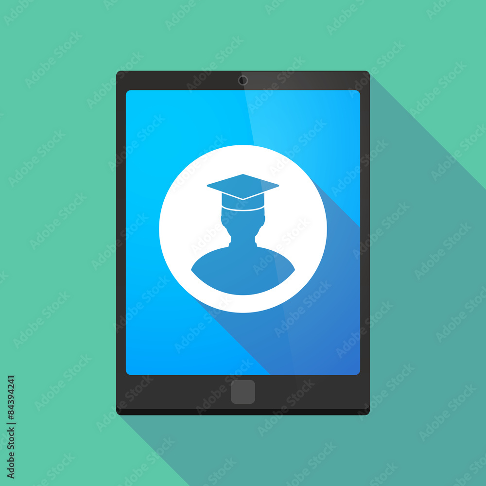 Sticker tablet pc icon with a student avatar