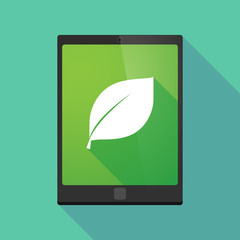 Tablet pc icon with a leaf