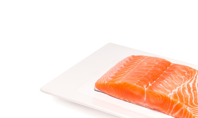 salmon fish fresh meat slice isolated on white background