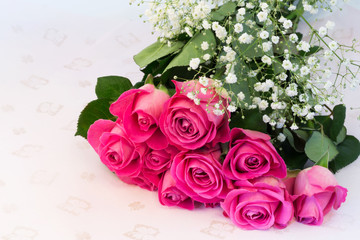 bouquet of pink roses floral background is love tenderness vintage retro selective soft focus