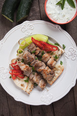 Greek souvlaki skewer
