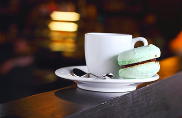 espresso coffee mug macaron cookies
