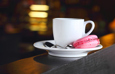 espresso coffee mug macaron cookies
