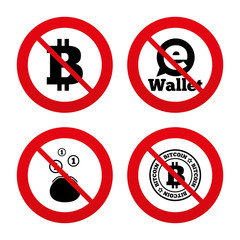 Bitcoin icons. Electronic wallet symbol.