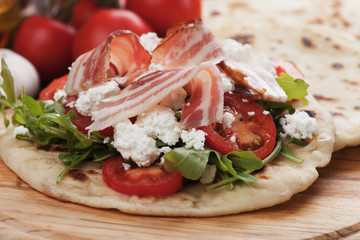 Piadina romagnola, italian flatbread sandwich