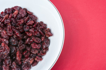Dried cranberries in a bowl
