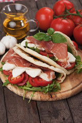 Piadina romagnola, italian flatbread sandwich