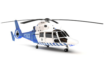 Police helicopter on a isolated white background