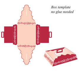 Box template with handle, vector illustration