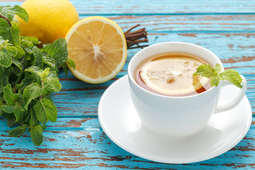 lemon tea mint fresh drink summer refreshment still life
