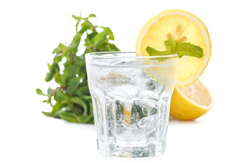 lemon soda mint fresh drink summer refreshment still life isolated