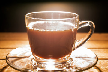 still life coffee on wood ; vintage tone