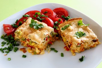 meat,mushrooms,vegetables and eggs au gratin