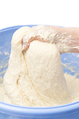 Making dough by female hands