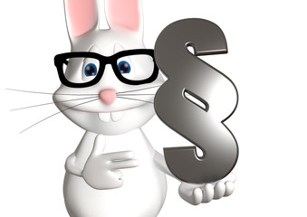Hase Recht Paragraph Anwalt 3D weiß zeigen Comic