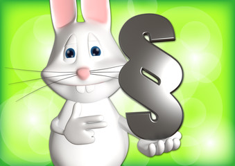 Hase Recht Paragraph Anwalt 3D weiß zeigen Comic