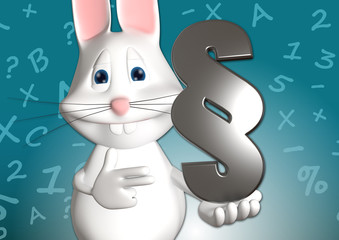 Hase Recht Paragraph Anwalt 3D weiß zeigen Comic