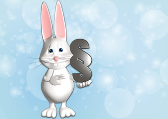 Hase Recht Paragraph Anwalt 3D weiß zeigen Comic