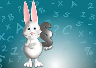 Hase Recht Paragraph Anwalt 3D weiß zeigen Comic