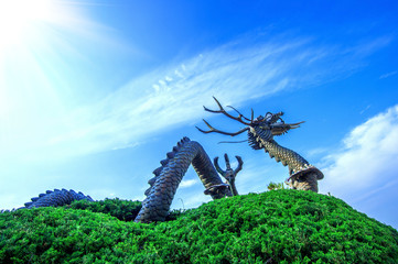 Fototapeta premium Dragon statue at Haedong Yonggungsa Temple in Busan, South Korea