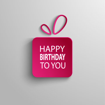 Birthday card with pink gift background