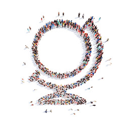 people in the shape of globe.