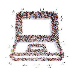 people in the shape of a laptop