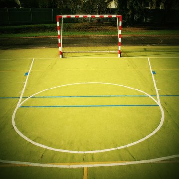 Empty gate. Outdoor football or handball playground