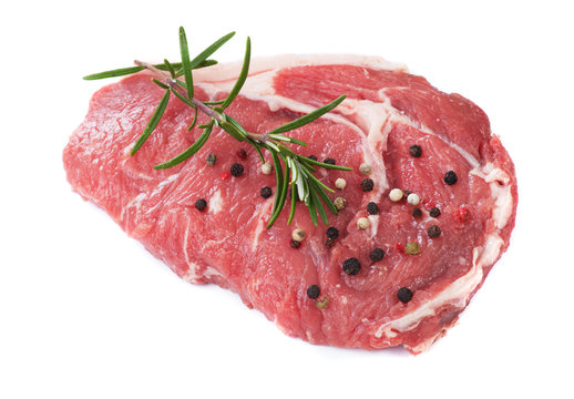 Raw rib-eye steak