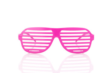 pink 80's slot glasses front view isolated on white background