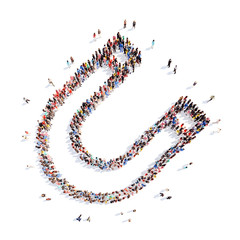 people in the shape of a magnet.