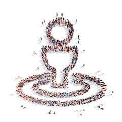 people in the shape of a map pointer.