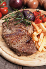 Beef steak with french fries
