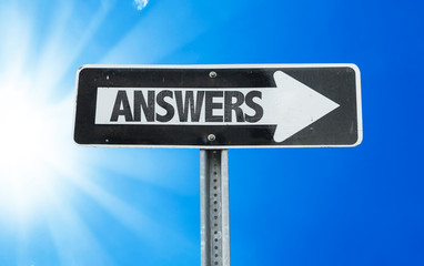 Answers direction sign with a beautiful day