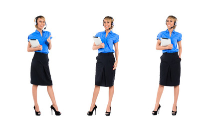 Fototapeta premium Asian call center agent woman isolated professional
