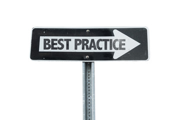 Best Practice direction sign isolated on white
