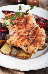 Grilled chicken steak with vegetables