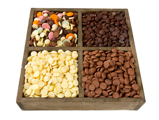 chocolate chip assortment in a wooden box
