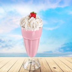 Pink, cream, isolated.