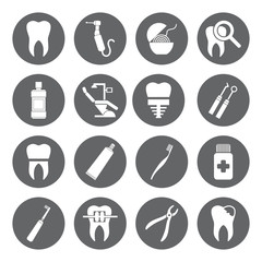 Set of vector Dental Icons in flat style.