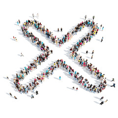 people in the shape of a check mark.