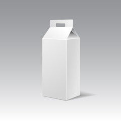 White cardboard gift rectangular box with handle.