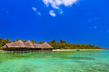 Cafe on tropical Maldives island