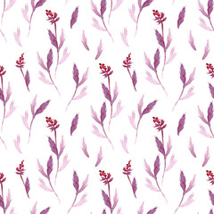 Fototapeta na wymiar Seamless vector pattern with watercolor floral elements.